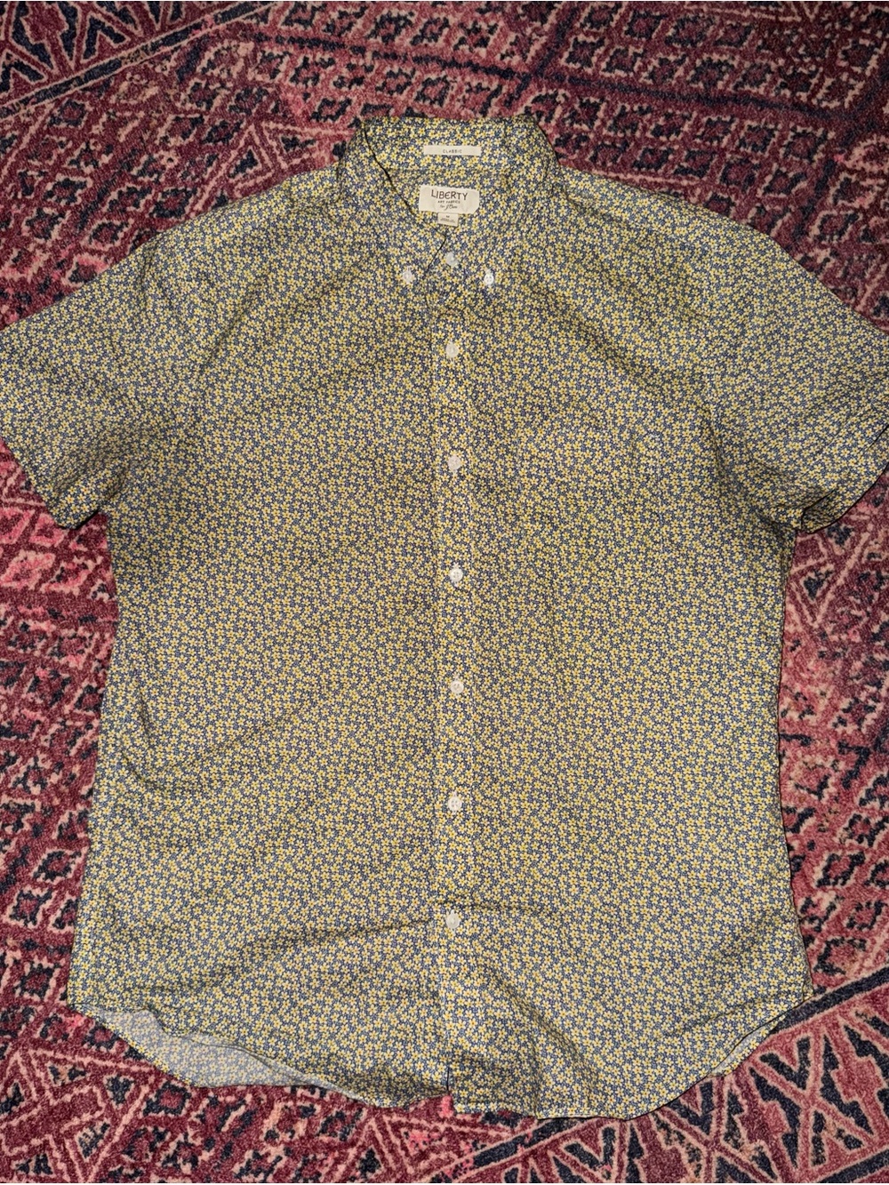 Liberty Button-Up Shirt in Blue and Yellow Floral